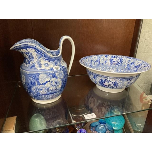 494 - Antique blue & white wash jug & bowl (Bowl as seen)