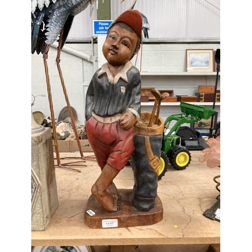 527 - Carved treen golfer figurine 51H