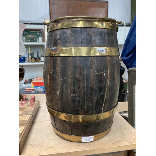 534 - Oak Brass bound barrel bucket 38H