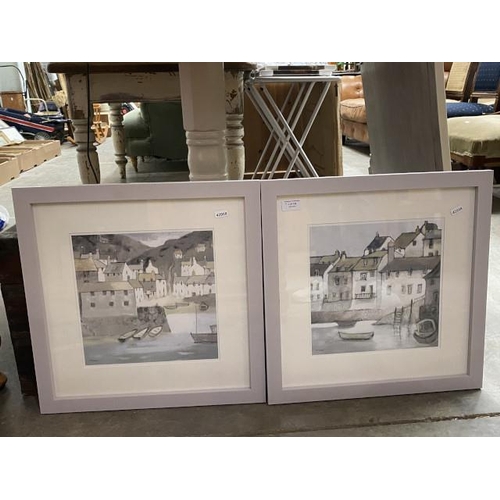 64 - 2 framed Adelene Fletcher prints ‘High Tide’ & ‘Bay Side’ 46 x 46cm