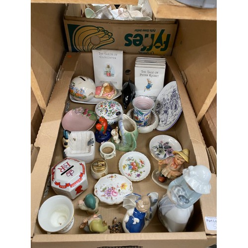 524 - 9 good boxes of ceramics inc. Ronson 'Cupid' table lighter, Carlton Ware, Radford, Royal Worcester, ... 