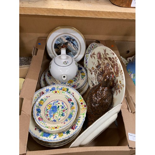 524 - 9 good boxes of ceramics inc. Ronson 'Cupid' table lighter, Carlton Ware, Radford, Royal Worcester, ... 