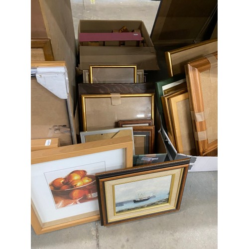 555 - Collection of picture frames & pictures (Some frames new, various sizes)