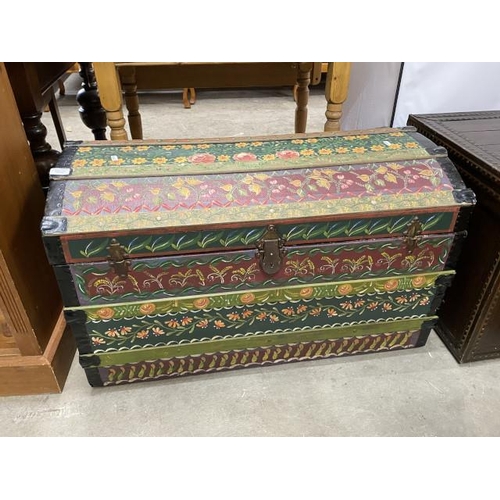 111 - Hand painted dome top trunk 55H 92W 50D