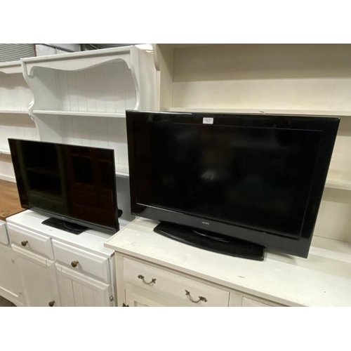 117 - Bush DLED32165HD TV & Alba LCD32947HD TV both with power leads (no remotes)