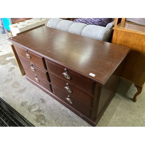 137 - Mahogany 6 drawer chest 68H 124W 55D