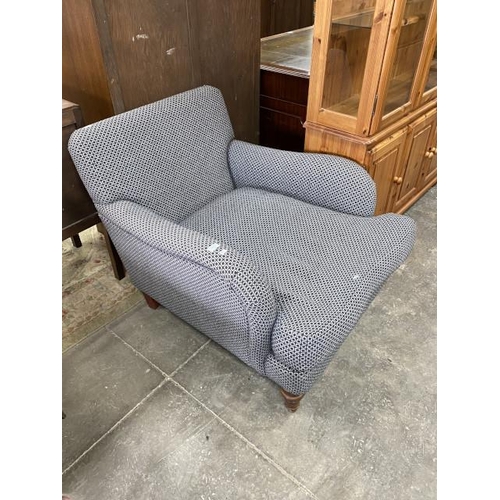 162 - Ladies armchair upholstered in blue/grey wool 85W