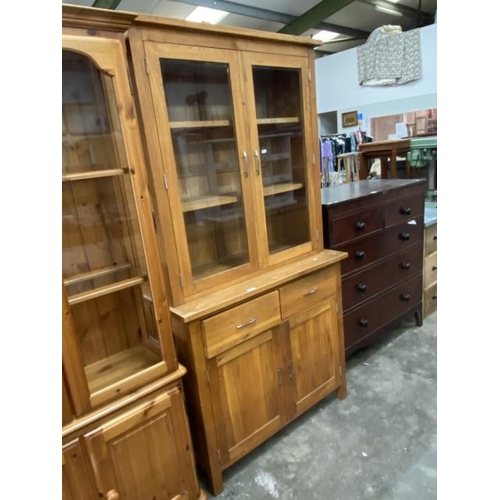 164 - Oak glazed dresser 190H 100W 43D