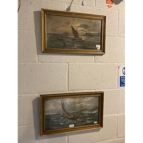 235 - 2 Gilt framed seascape prints by Ernest Welbourne 51x31cm