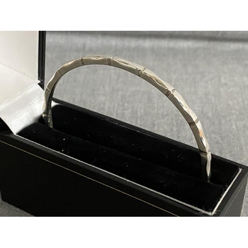 287 - Mexican 925 silver bamboo design hoop bangle