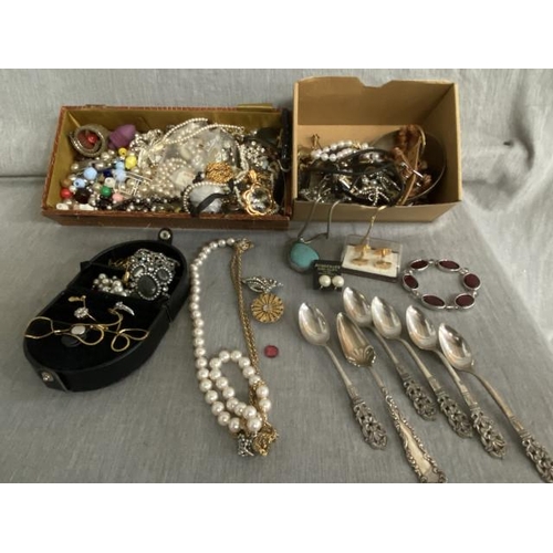 294 - 2 boxes of jewellery inc. costume & vintage