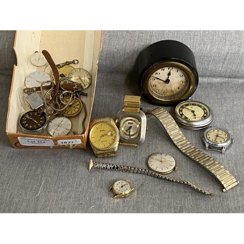 304 - Box of watch movements etc., inc. Ingersoll, Garrard, Rotary etc. (Sold as seen)