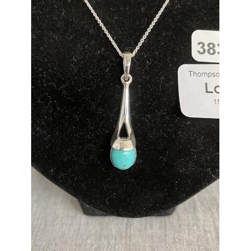 315 - Silver & turquoise pendant on silver chain