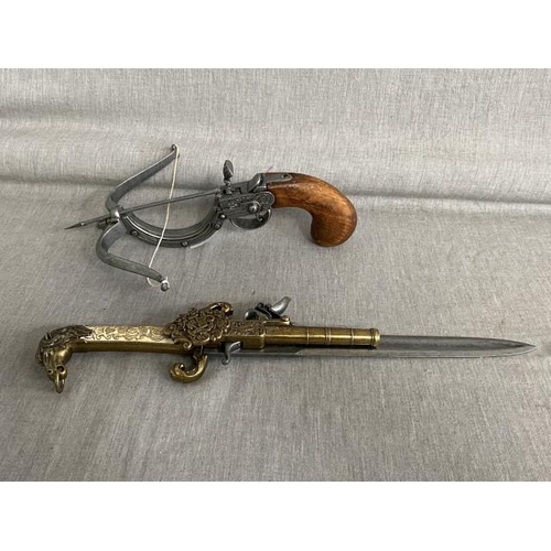 324 - Reproduction Ketland knife/pistol & pistol crossbow (All replica displays)