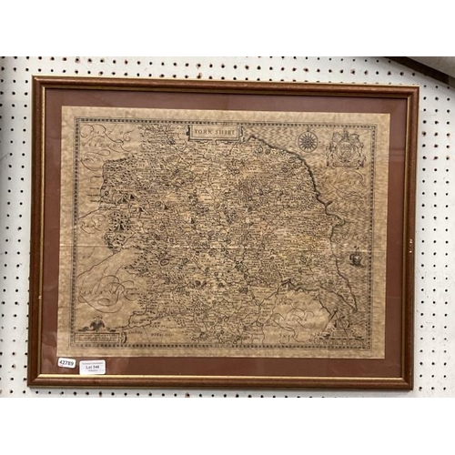 346 - Framed map of Yorkshire 59x47cm