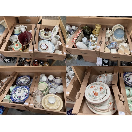 385 - 7 good boxes of ceramics inc. 31 pieces of Art Deco design Cauldon china tea set Rd No.693059, Wade,... 