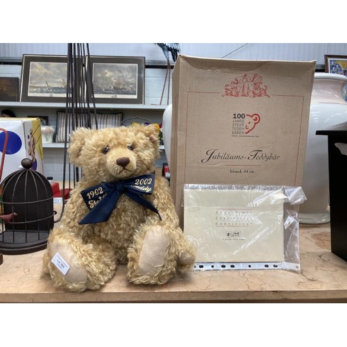 394 - STEIFF Centenary teddy bear 1902-2002 with mohair and certificate