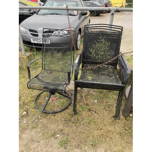 464 - 6 metal stacking garden chairs and 1 other