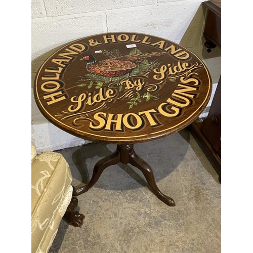 61 - 'Holland & Holland' tilt top table 68H 60cm diameter