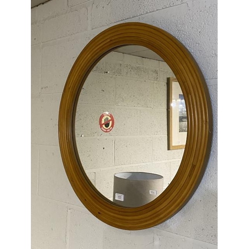 62 - Pine framed circular mirror 70cm diameter