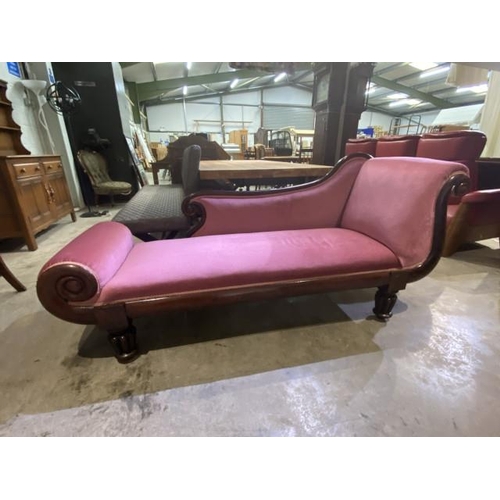 69 - Victorian mahogany framed Chaise Longue 82H 190W 65D