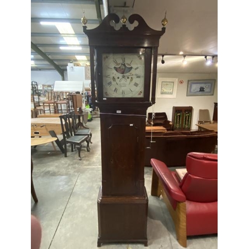 74 - John Collier, Cheadle (circa 1780) mahogany and oak longcase clock with 2 weights, winding key & doo... 