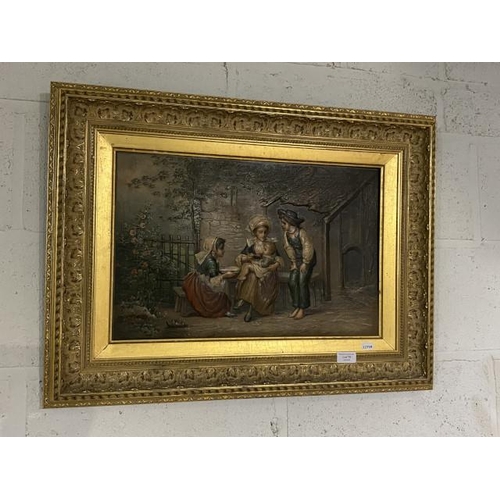 78 - Gilt framed embossed leather picture 73 x 54cm