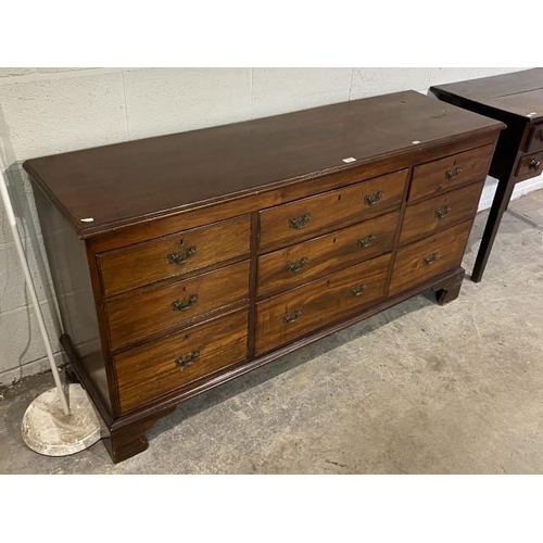 79 - Victorian mahogany 9 drawer chest 78H 155W 45D