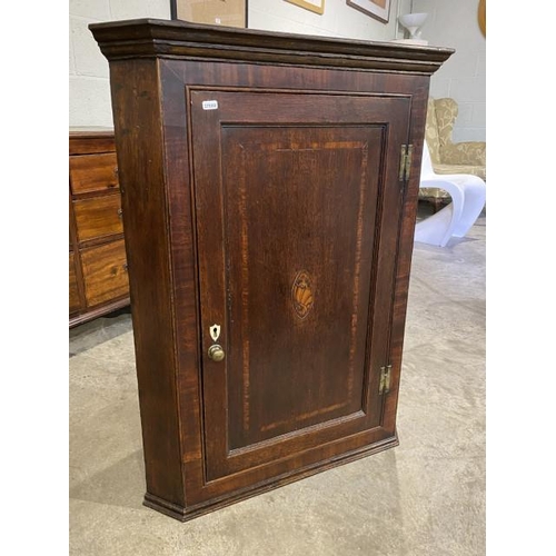 80 - Victorian mahogany inlaid corner cupboard 96H 75W 43D