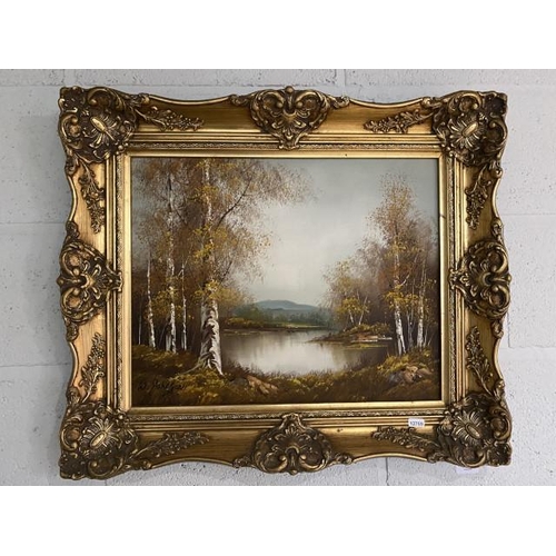 91 - Gilt framed oil on board signed W Joheson 67 x 57cm