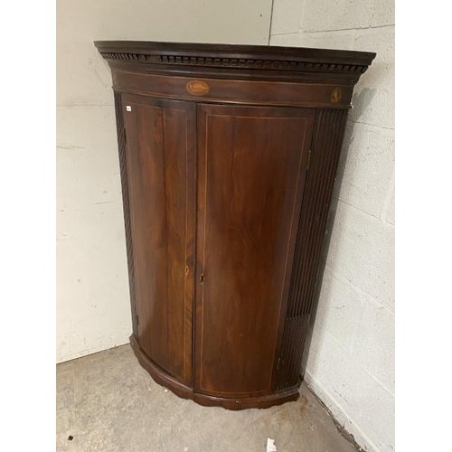 92 - Victorian mahogany corner cupboard 116H 77W 53D