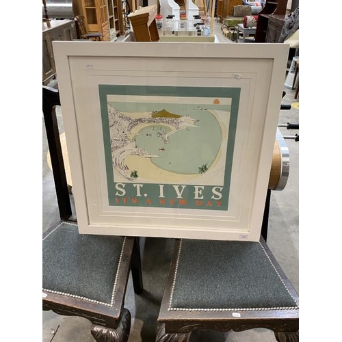 95 - White framed print ‘It’s A New Day’ St Ives 78 x 78cm