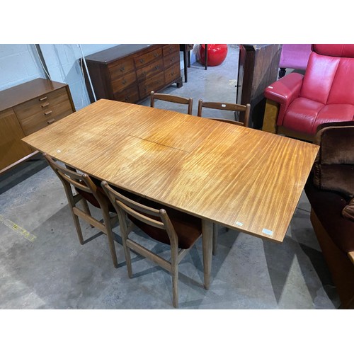 86 - Mid century ‘Scandart’ teak extending dining table 73H 122W 83D and 4 chairs