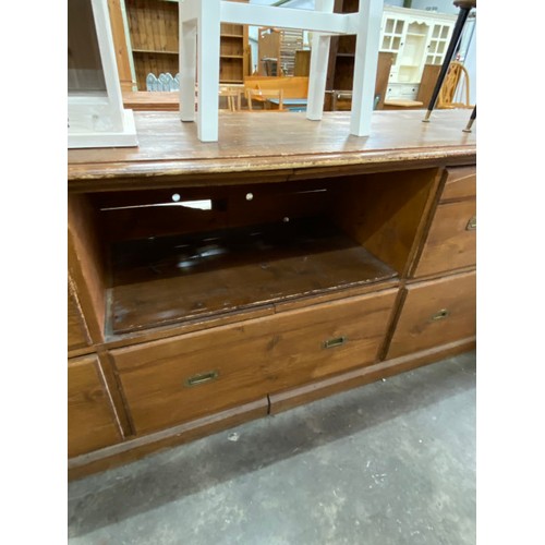 153 - Victorian pine 5 drawer counter 91H 270W 60D