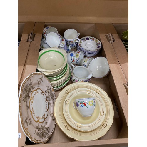 385 - 7 good boxes of ceramics inc. 31 pieces of Art Deco design Cauldon china tea set Rd No.693059, Wade,... 