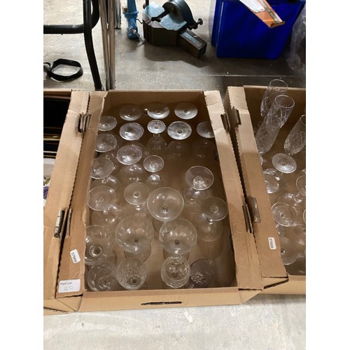 451 - 2 boxes of assorted glasses including cut glass, Royal Worcester 'Evesham' dish, Hornsea Saffron cof... 