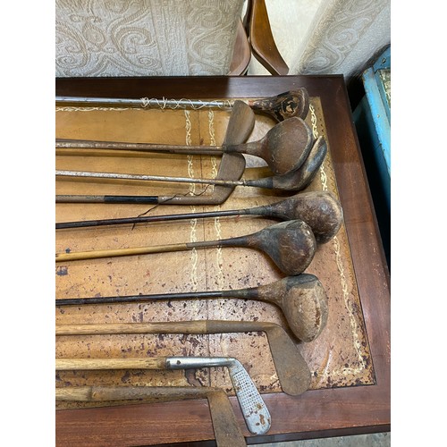 187 - Vintage golf clubs including wood shaft