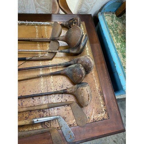 187 - Vintage golf clubs including wood shaft