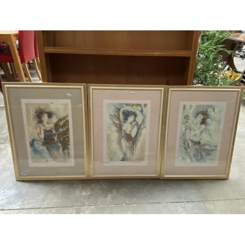 107 - 3 gilt framed seriolithographs on woven paper - Apassionata I (198/485), II (179/485) & III (185/485... 