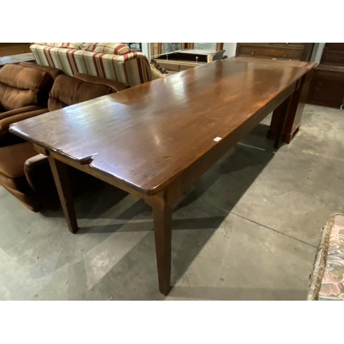 113 - Victorian pine farmhouse table 77H 230W 92D