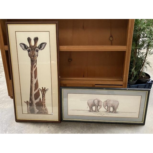 116 - Two framed Warwick Higgs 'Girraffes' & 'Elephants' prints