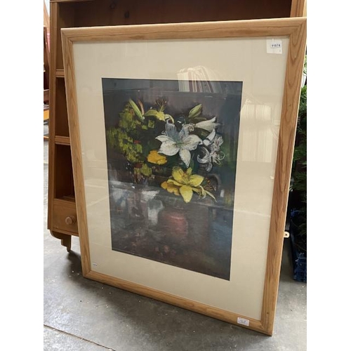 121 - Framed pastel ‘Lillies’ by Bohuslav Barlow 94 x 76cm