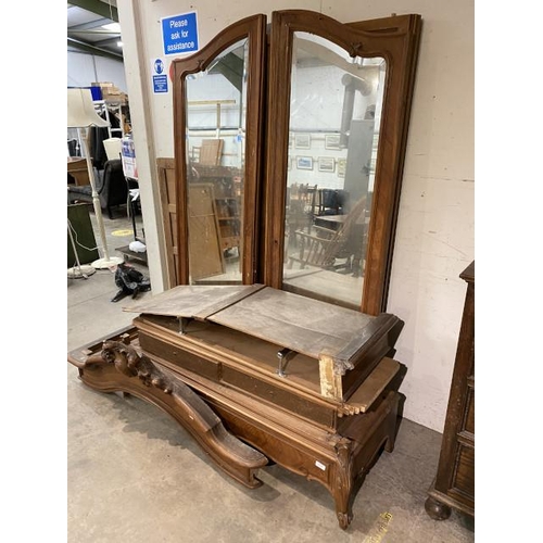 123 - French oak mirrored armoire (sold as seen & no bolts)