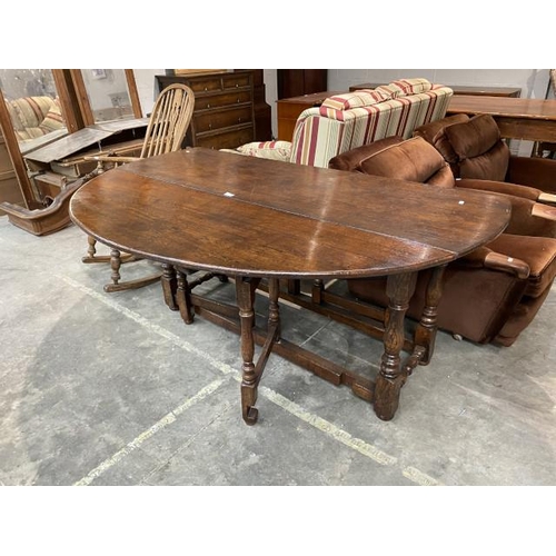 125 - 19th century oak gate leg table 74H 166W 52-152D