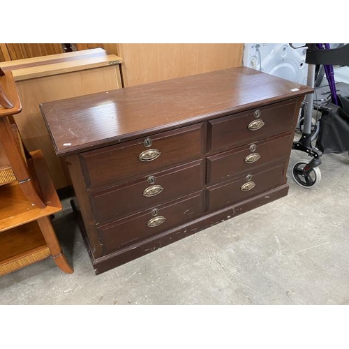 146 - Mahogany 6 drawer chest 68H 124W 55D