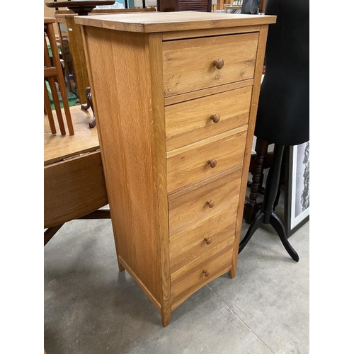 163 - Oak 6 drawer chest 122H 50W 44D