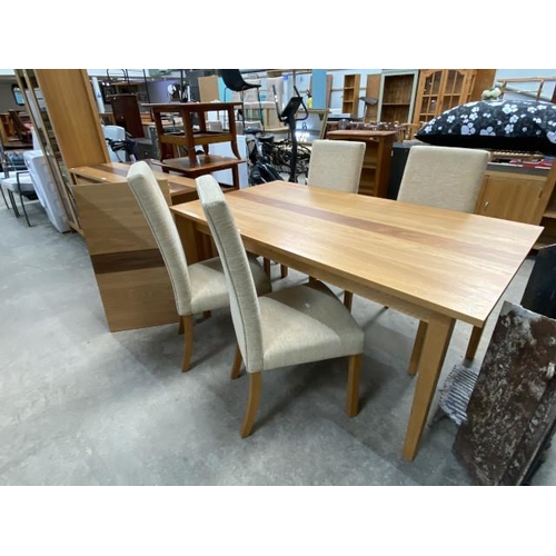 169 - Marks & Spencer Santiago oak extending dining table 76H 160W 90D & 4 chairs