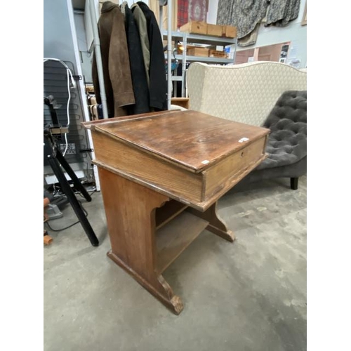 181 - Vintage pine school desk 80H 66W 62D