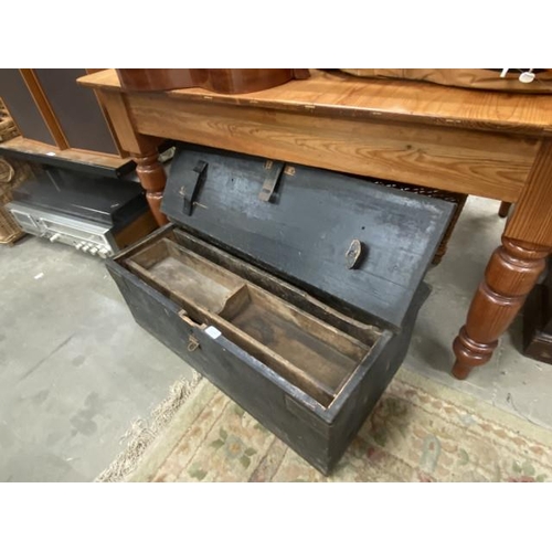 196 - Rustic pine tool box 32H 89W 45D