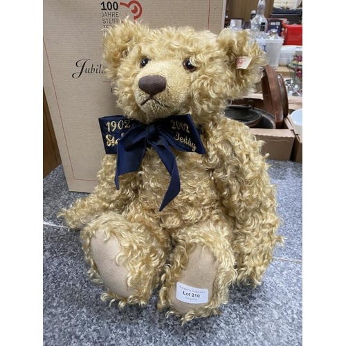 210 - Boxed Steiff Centenary 1902-2002 blond mohair teddy bear 44cm